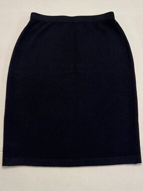 ST.JOHN COLLECTION BLACK KNIT PENCIL SKIRT WITH ELASTIC WAIST WOOL BLEND 8
